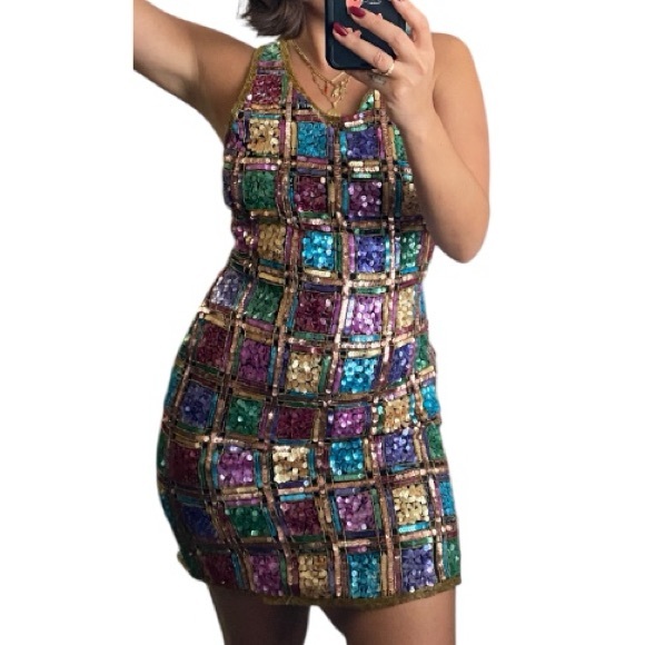 1980s bodycon dress 80s Vintage Pink Sequined Body Con Dress, Sean  The Hip Zipper Nashville